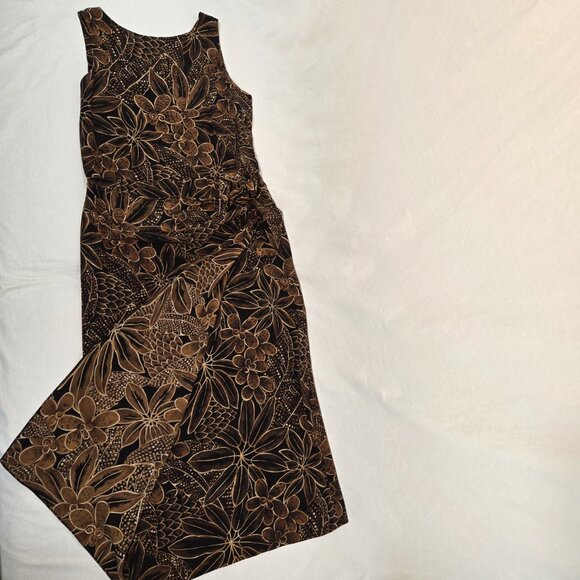 DANA BUCHMAN Y2K Whimsigoth Brown/Black Floral SILK Faux Wrap Tie Dress Size 10. - Picture 6 of 16